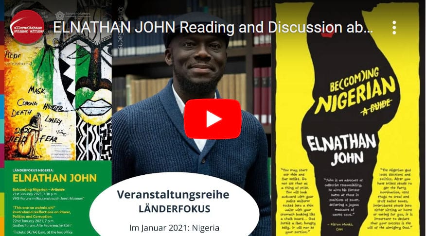 ELNATHAN JOHN Reading and Discussion about the book: Be(com)ing Nigerian - A Guide